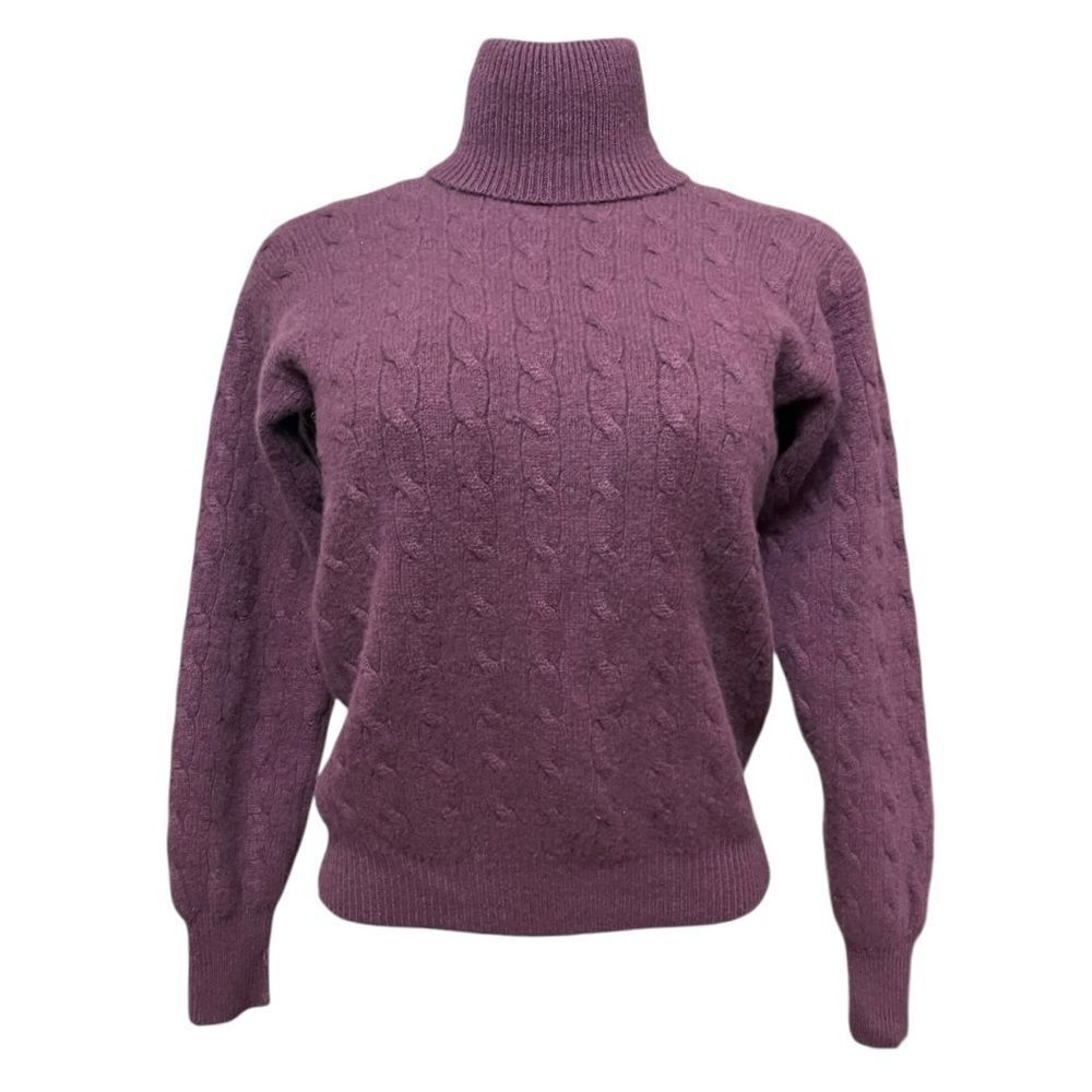 Ralph Lauren cashmere Plum Cable Knit Turtleneck Sweater